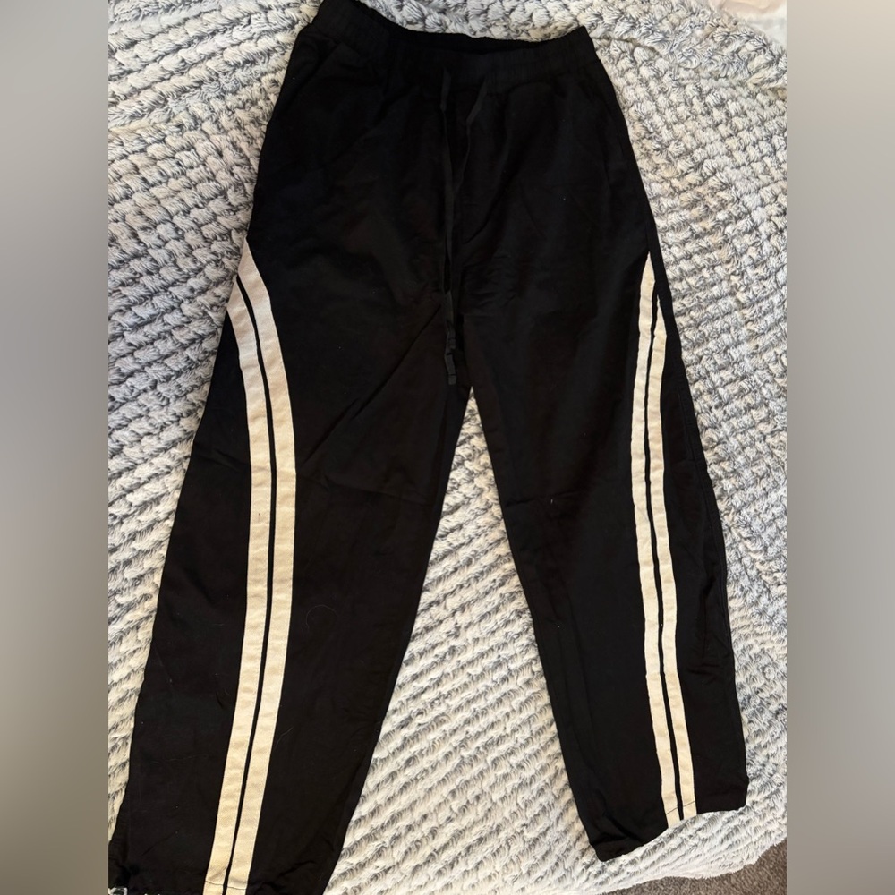 Amazon warm black pants with white stripes